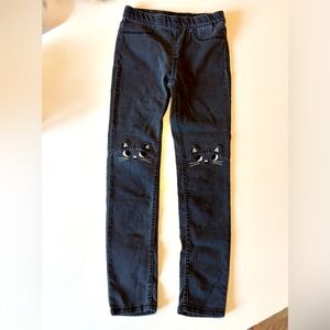 H&M Black Cat Detail Girl’s Jeggings (Jeans + Leggings), size 7